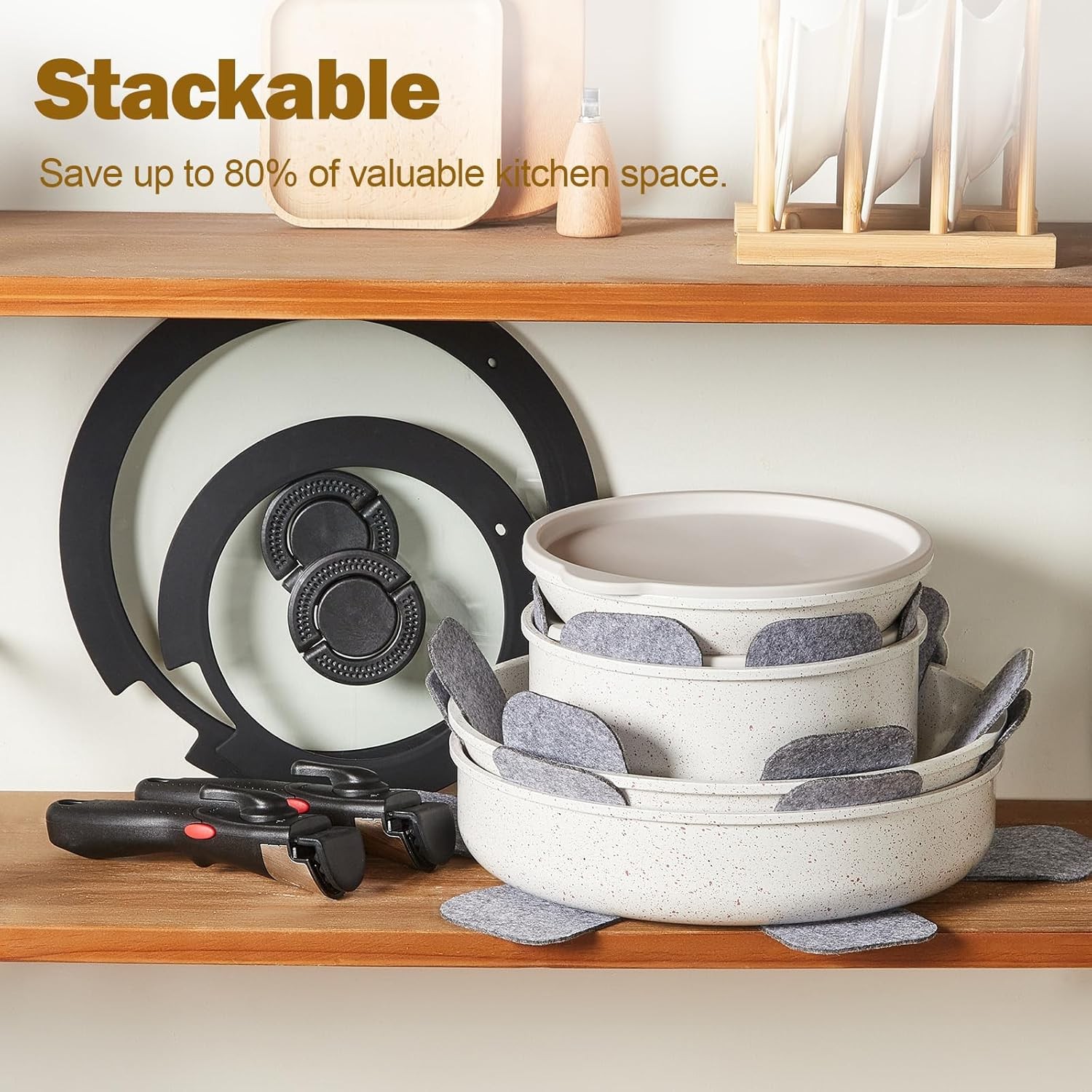 ROSSETTO 17pcs Pots and Pans Set Non Stick from France, Ceramic Cookware Set wit