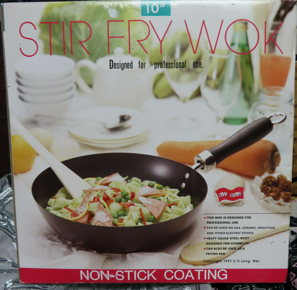 NIB MY WAY STIR FRY PROFESSIONAL 10′ WOK USE ON GAS,CERAMIC,INDUCTION,ELECTRIC