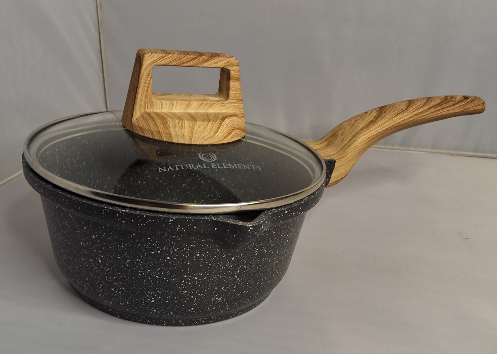 WOODSTONE Premium Saucepan Casserole Nonstick 7 Inch With Lid Natural Elements