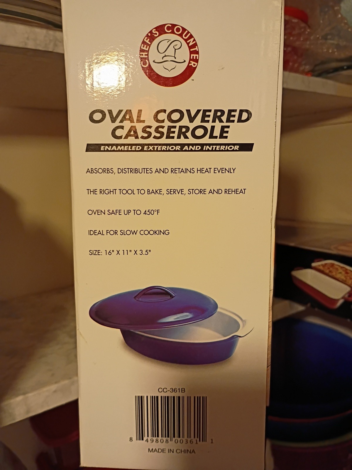 Chef’s Counter Oval Covered Casserole Blue 3.5 Qt