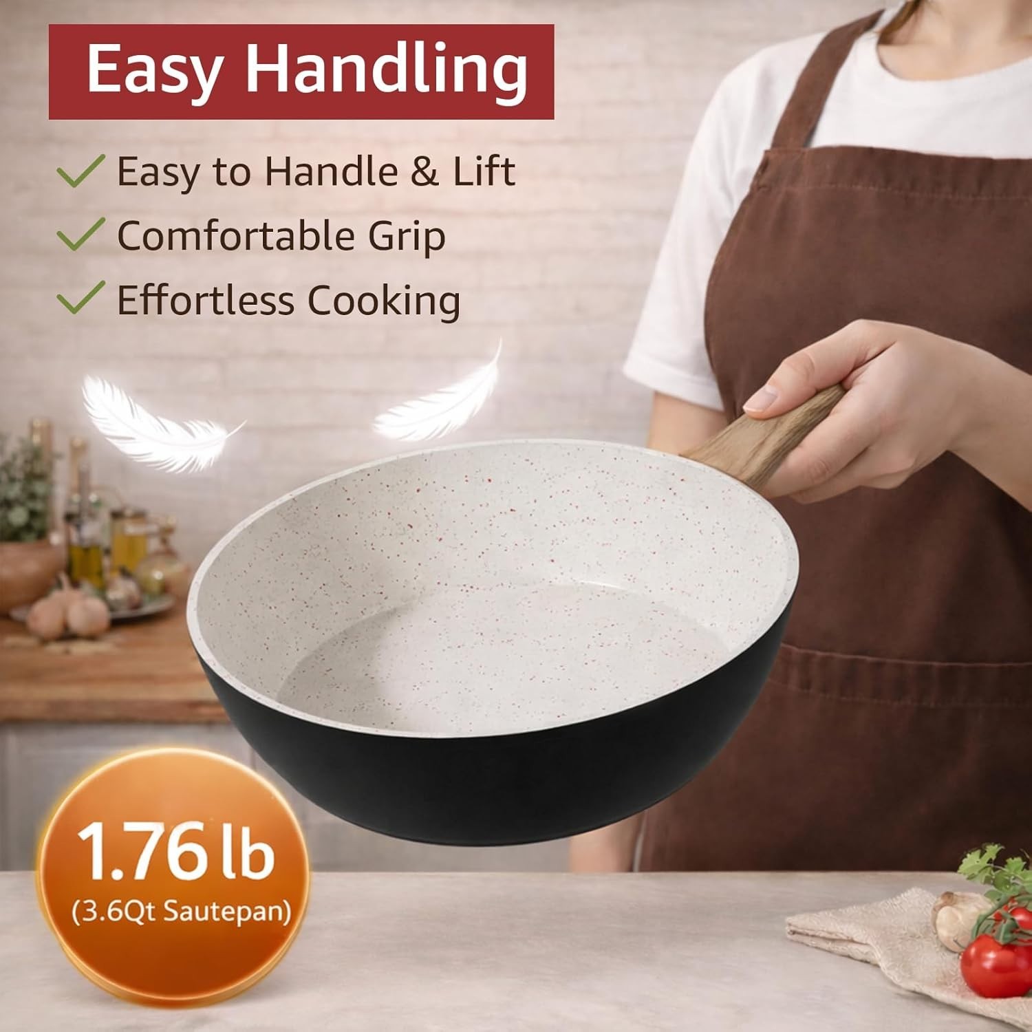 Bazova 24-Pcs Non-Toxic Cooking Set: Durable Ceramic & Titanium-Enhanced Design