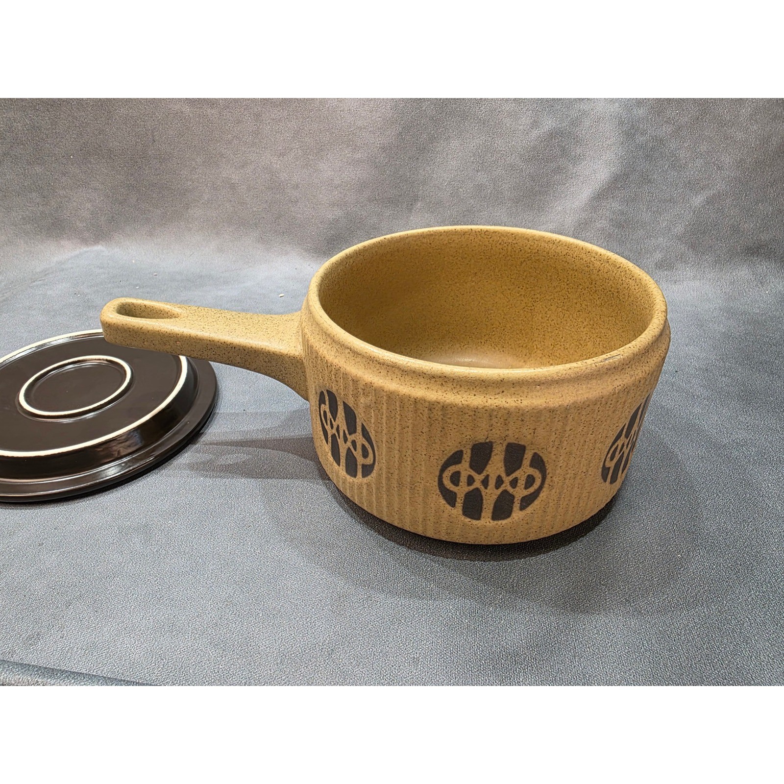 Vintage Frost In Flame Ceramic Casserole Dish with Lid Mid Century Pan Pot