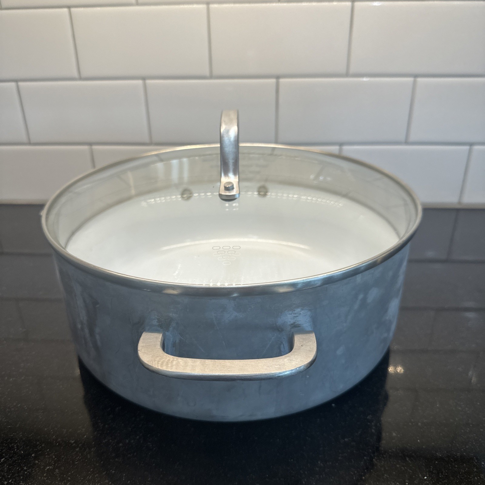 Calphalon Classic Anodized 5 Qt Stock Pot & Glass Lid 8785 Ceramic Non Stick USA