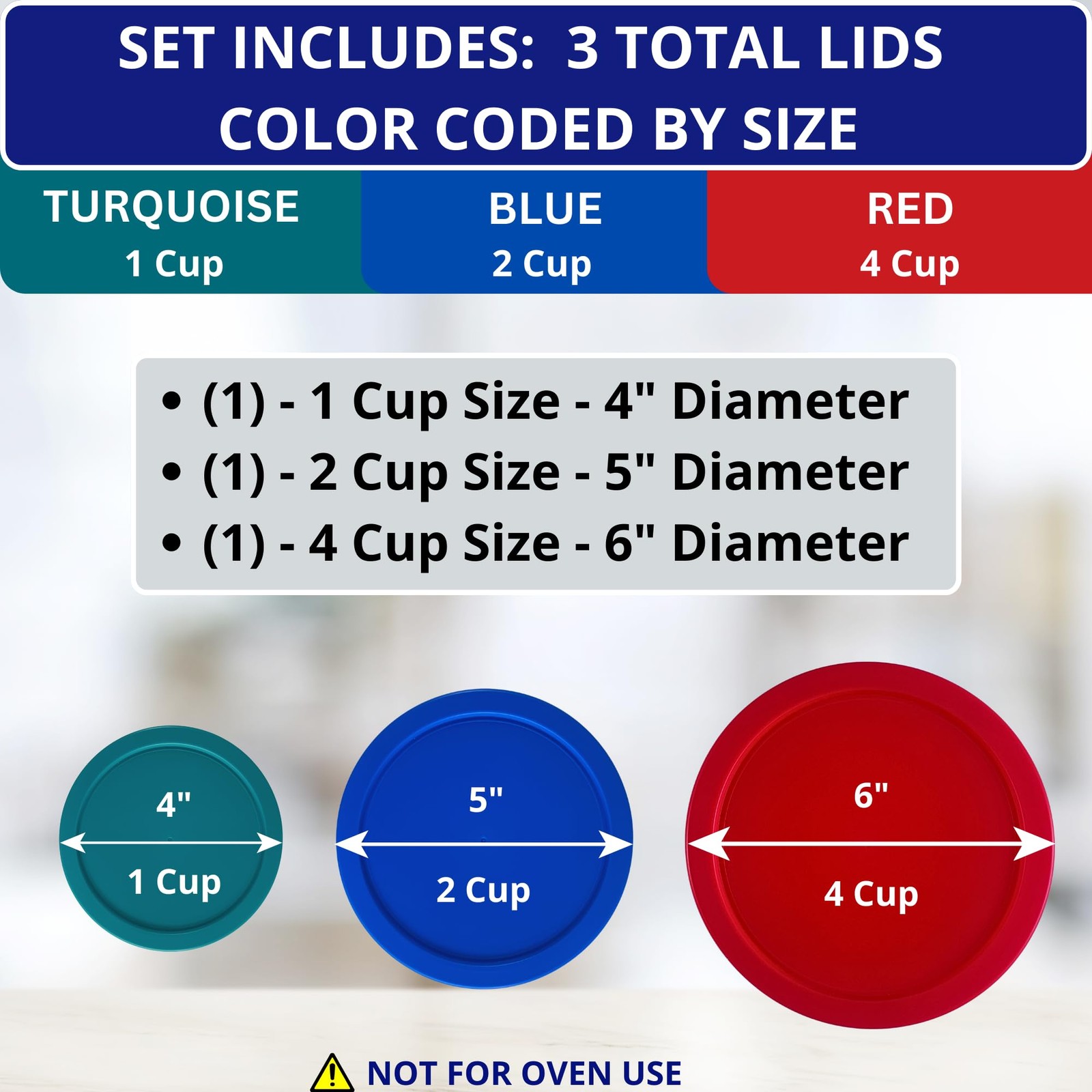 1, 2 & 4 Cup Turquoise, Blue, Red Replacement Lids/Covers for Pyrex, Anchor H…