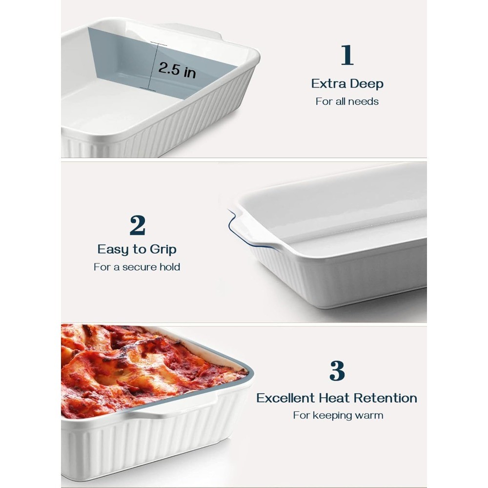 Casserole Dish, 9×13 Ceramic Baking Dish, Large Lasagna Pan