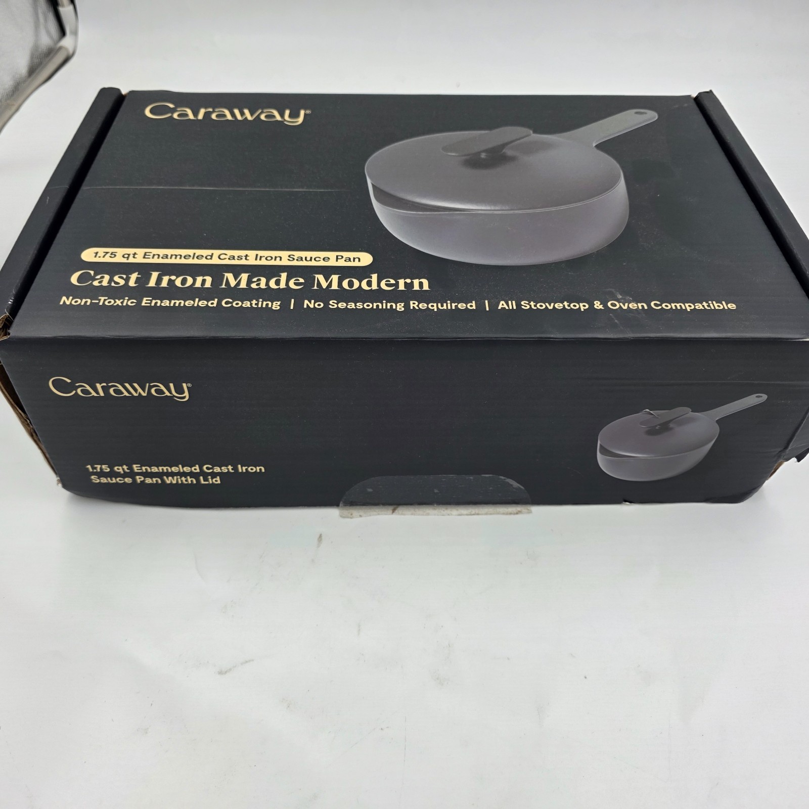 Caraway Home Enameled Cast Iron Mini Sauce Pan Dark Grey