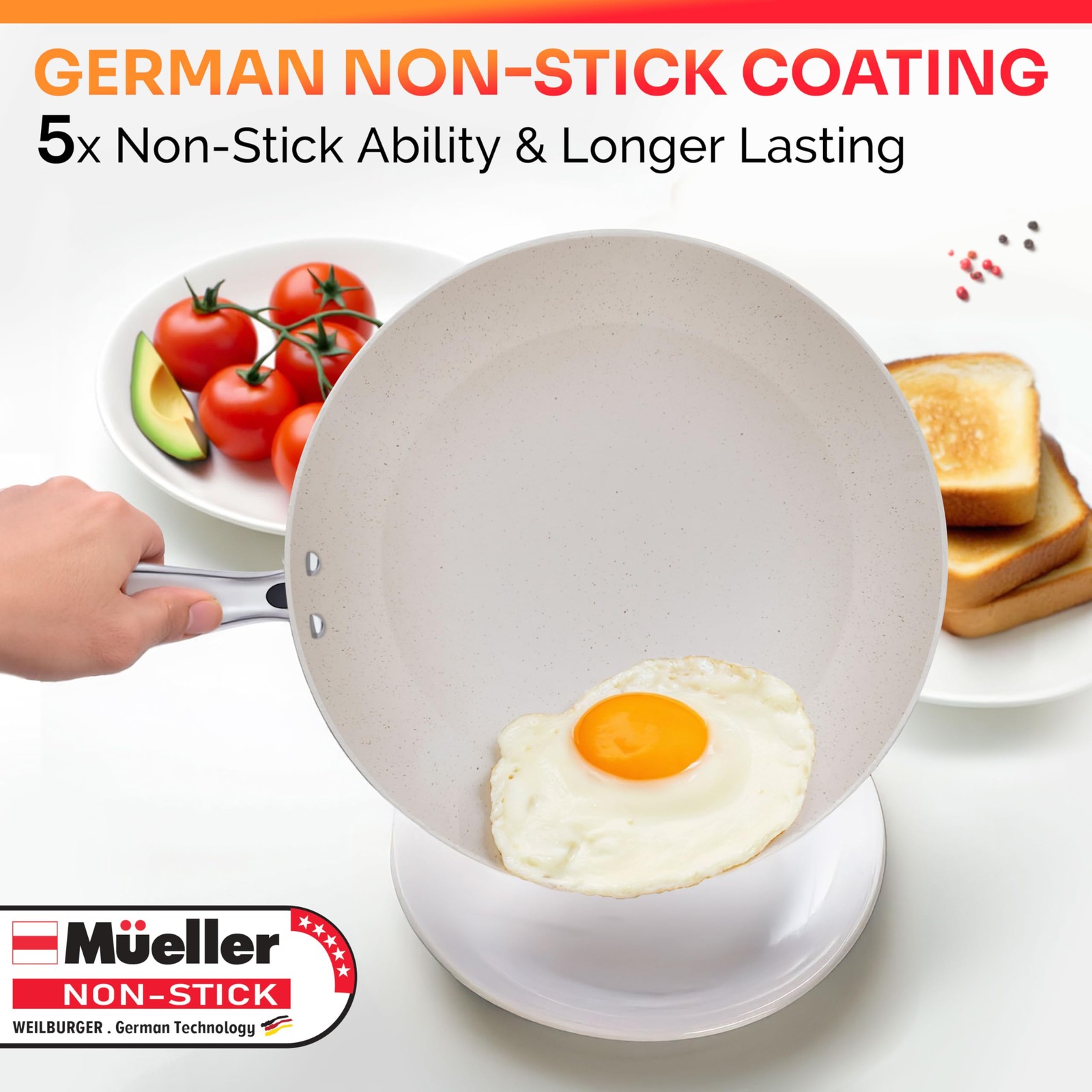 Mueller Frying Pan, Heavy Duty German Stone Coating Non Stick Frying Pans, No…