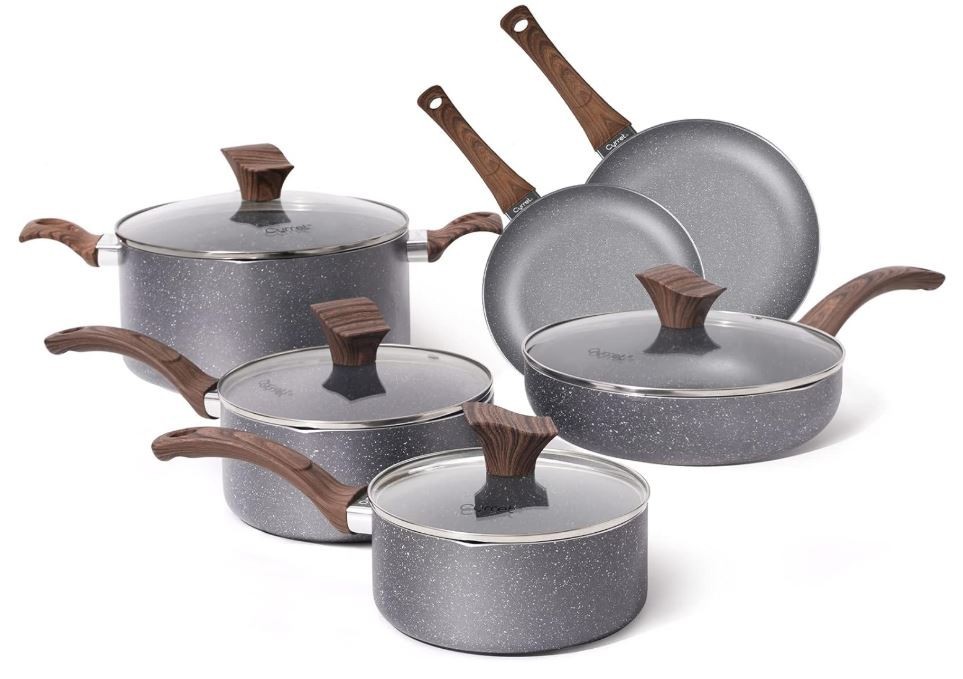 Cyrret Nonstick Cookware Set – 12 Pieces Granite Kitchen Cookware, Pots & Pans