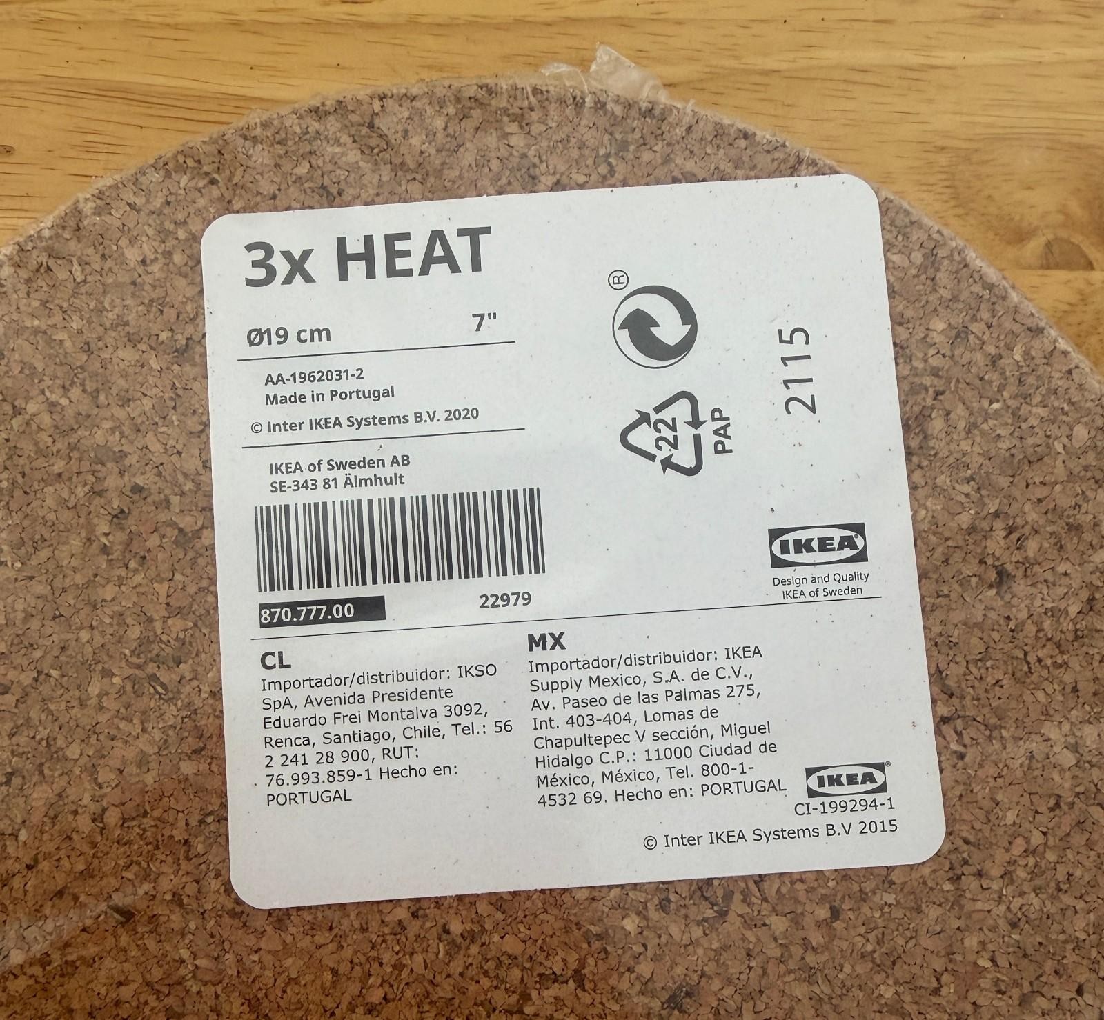New Set of 3 IKEA HEAT Cork Pot/Pan Trivets