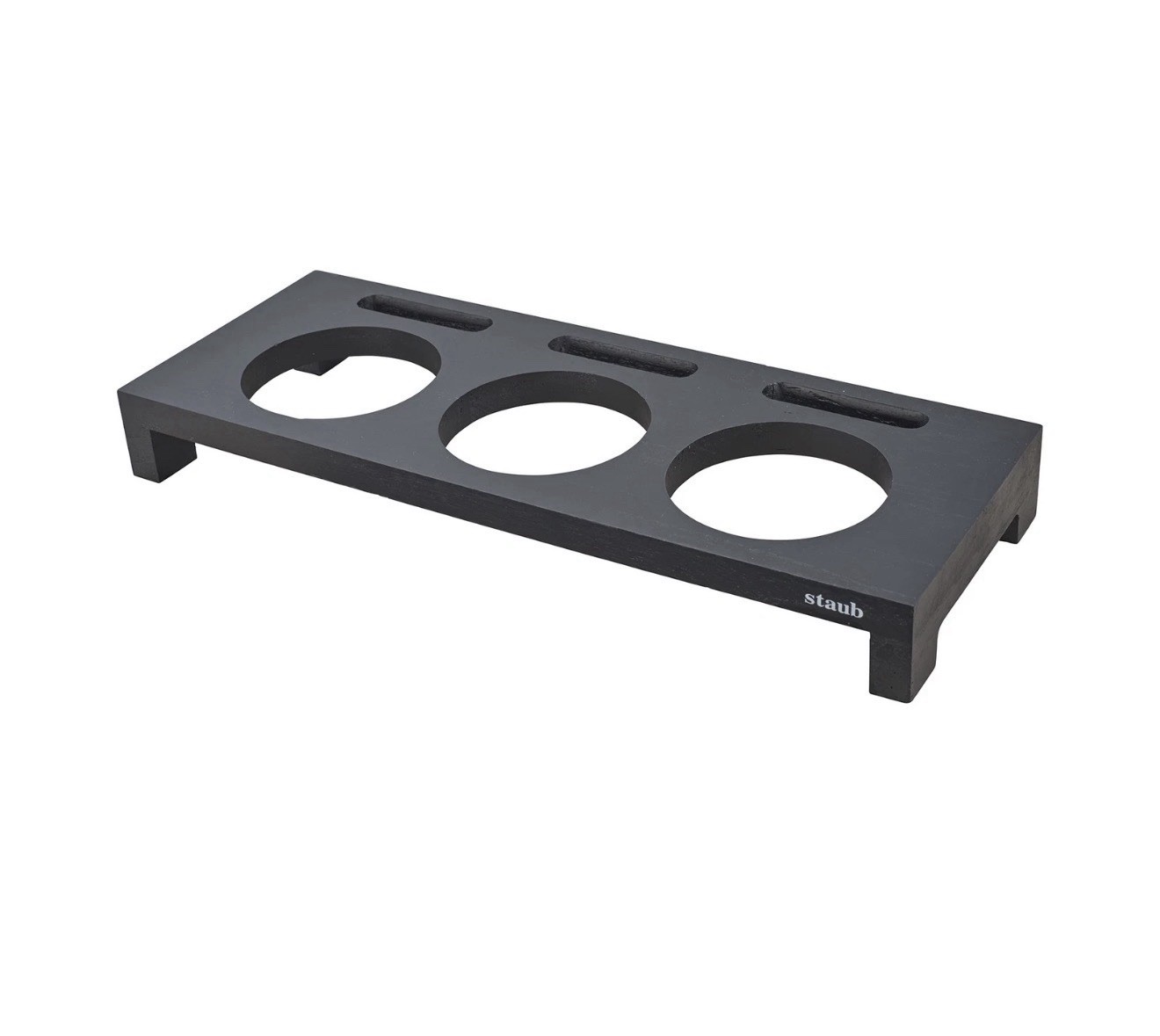 Staub Wood Mini Cocotte Stand For 3 Round Mini Cocottes – Black – 1190700 – New