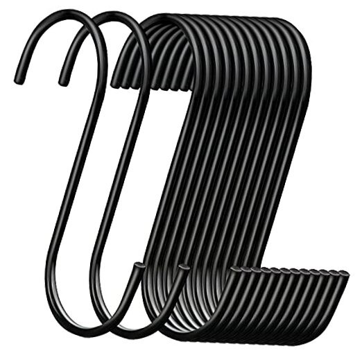 ESFUN 30 Pack 3.7 inch Length S Hooks Steel S Shaped Hooks for Hanging Black