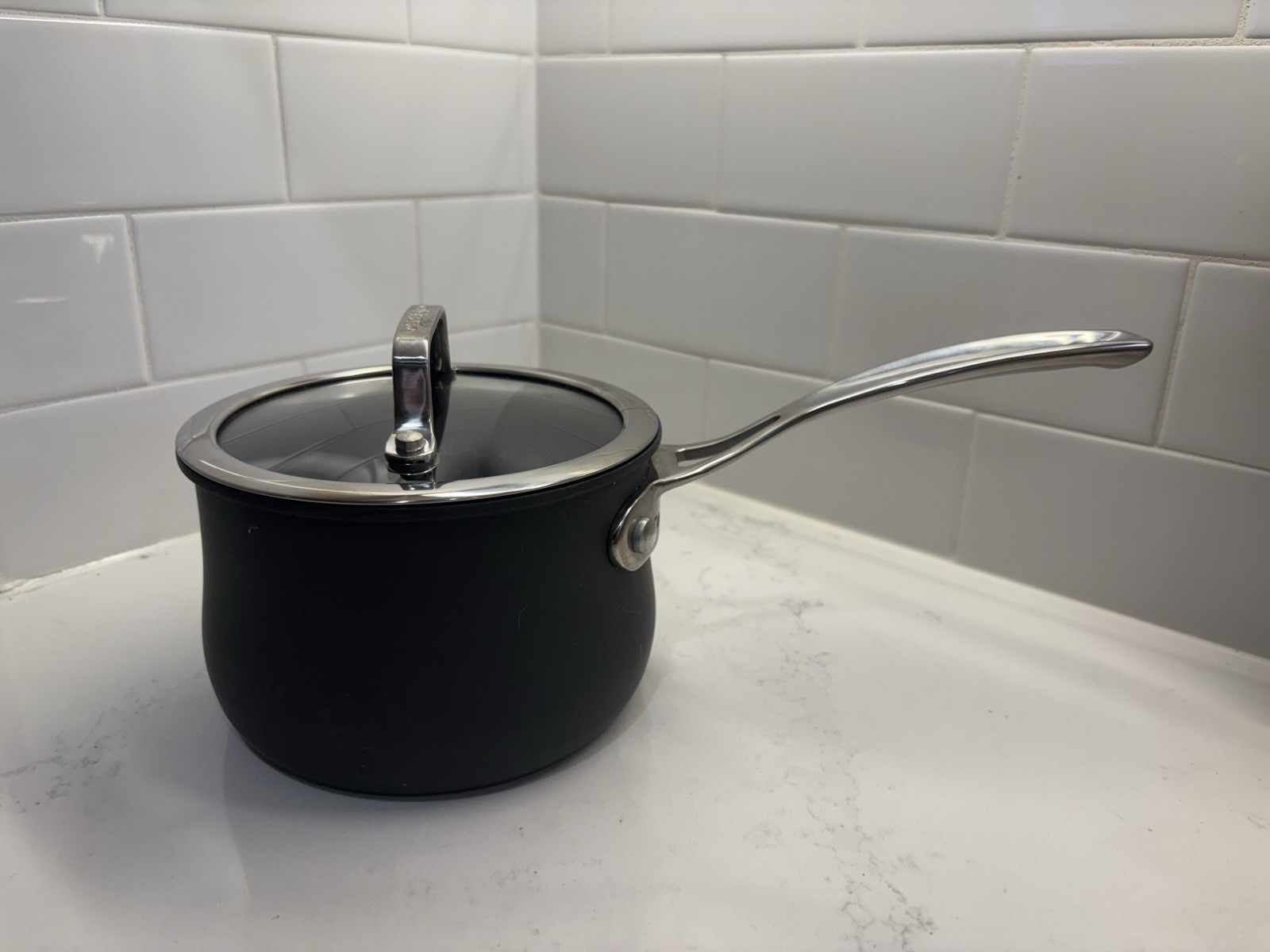 Cuisinart 1.5 Qt Matte Black Stainless Steel Sauce Pan With Glass Lid