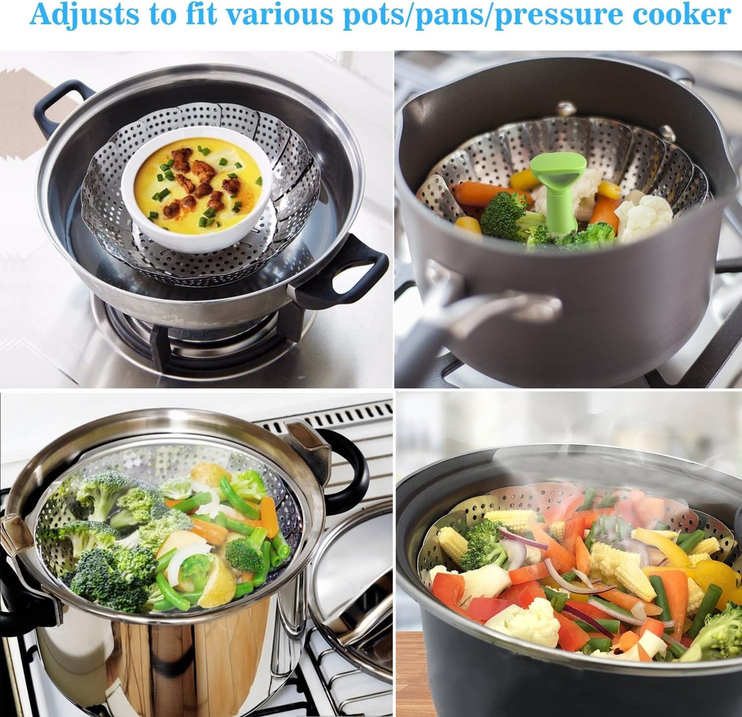 Stainless Steel Vegetable Steamer Basket, Expandable 6.4″ to 10″ for Healthy …