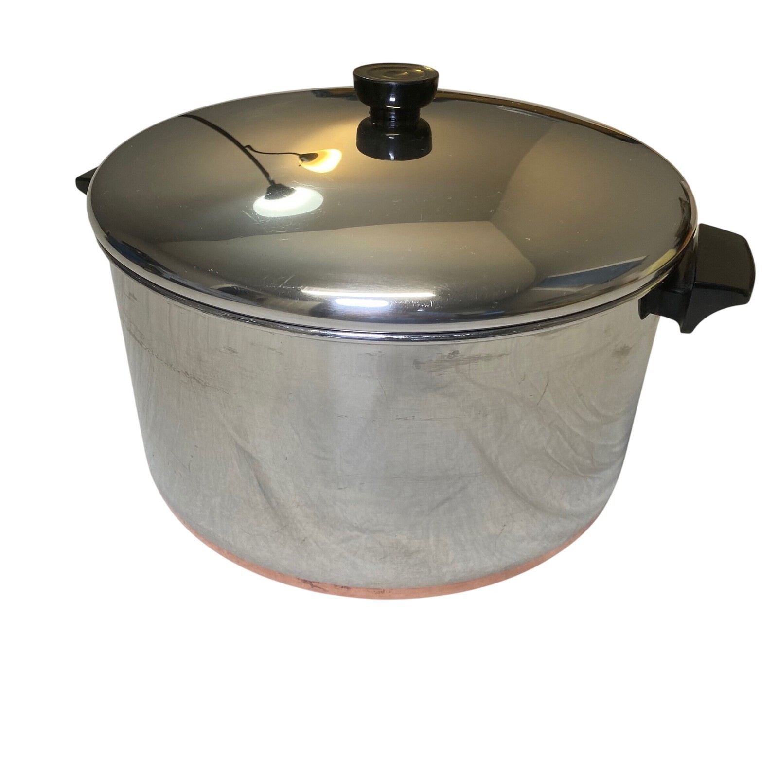 Vintage Revere Ware 12 Qt Copper Bottom Dutch Oven Stock Pot w/Lid Rome NY USA