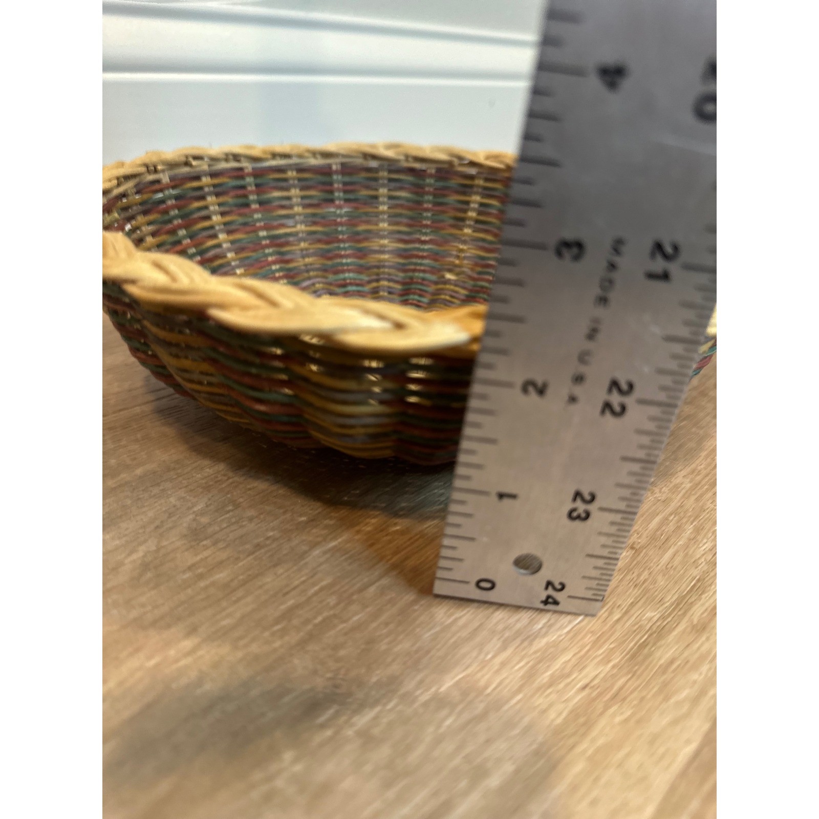 Wicker Casserole Basket Fits Pyrex 023 Multicolor 9 Inch Round Boho Cottage Farm