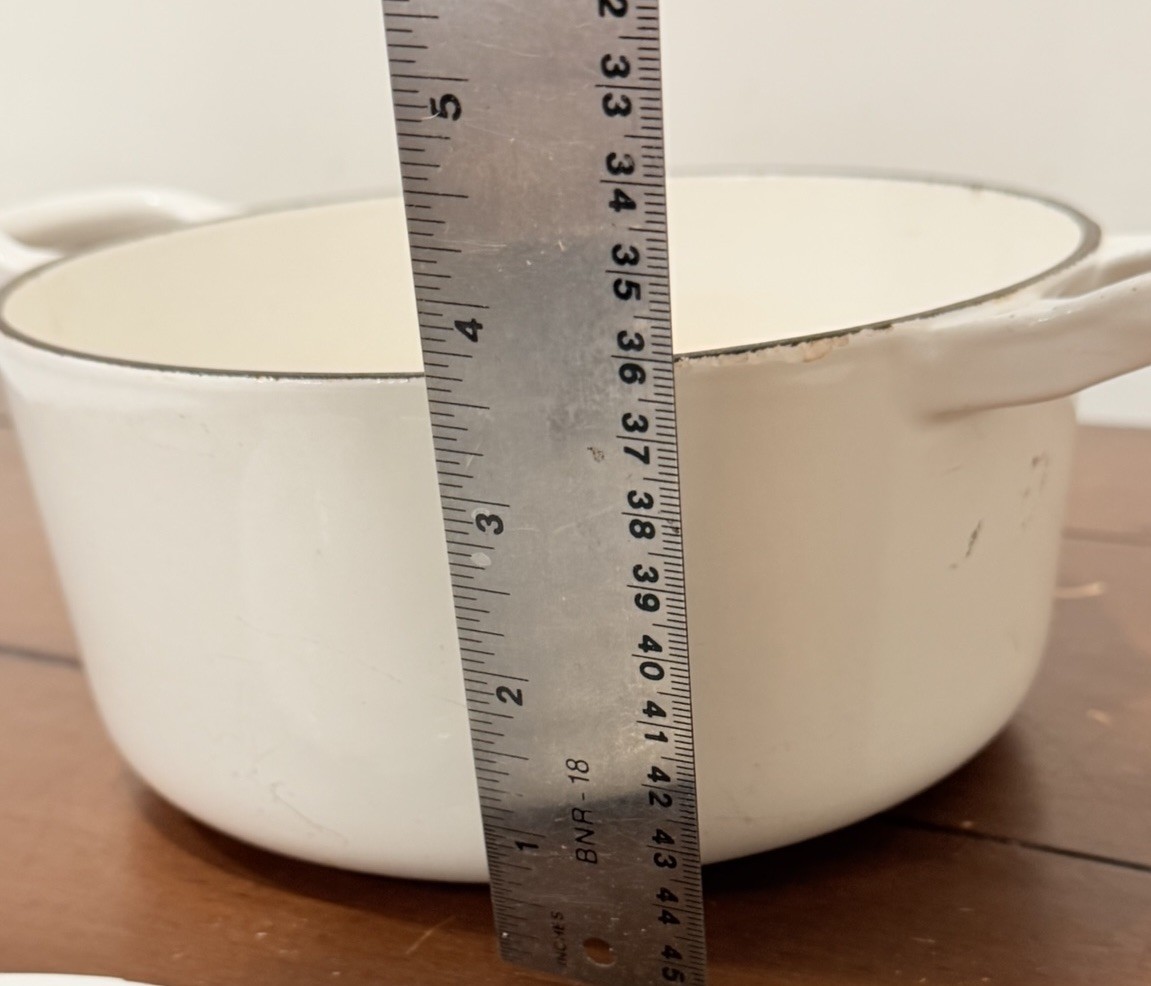 Vintage Le Creuset 18 Dutch Oven 2 Qt White Cast Iron France