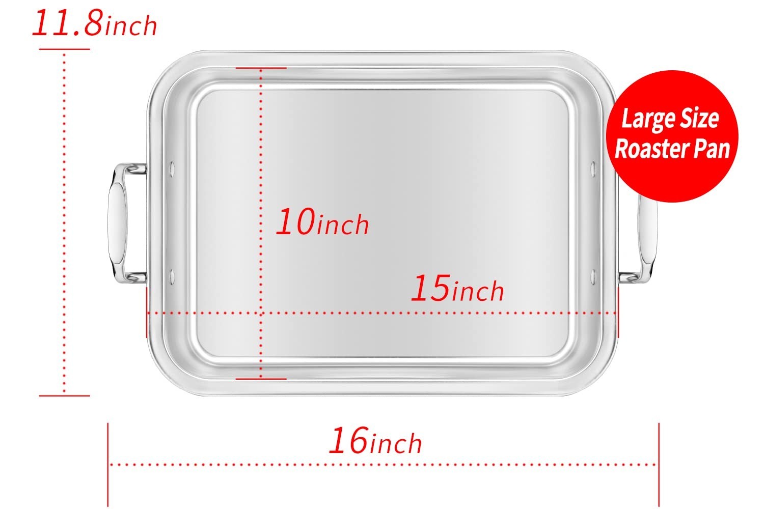 15″ Stainless Steel Roasting Pan with Cooling Rack – V-Shaped Turkey & Chicken R