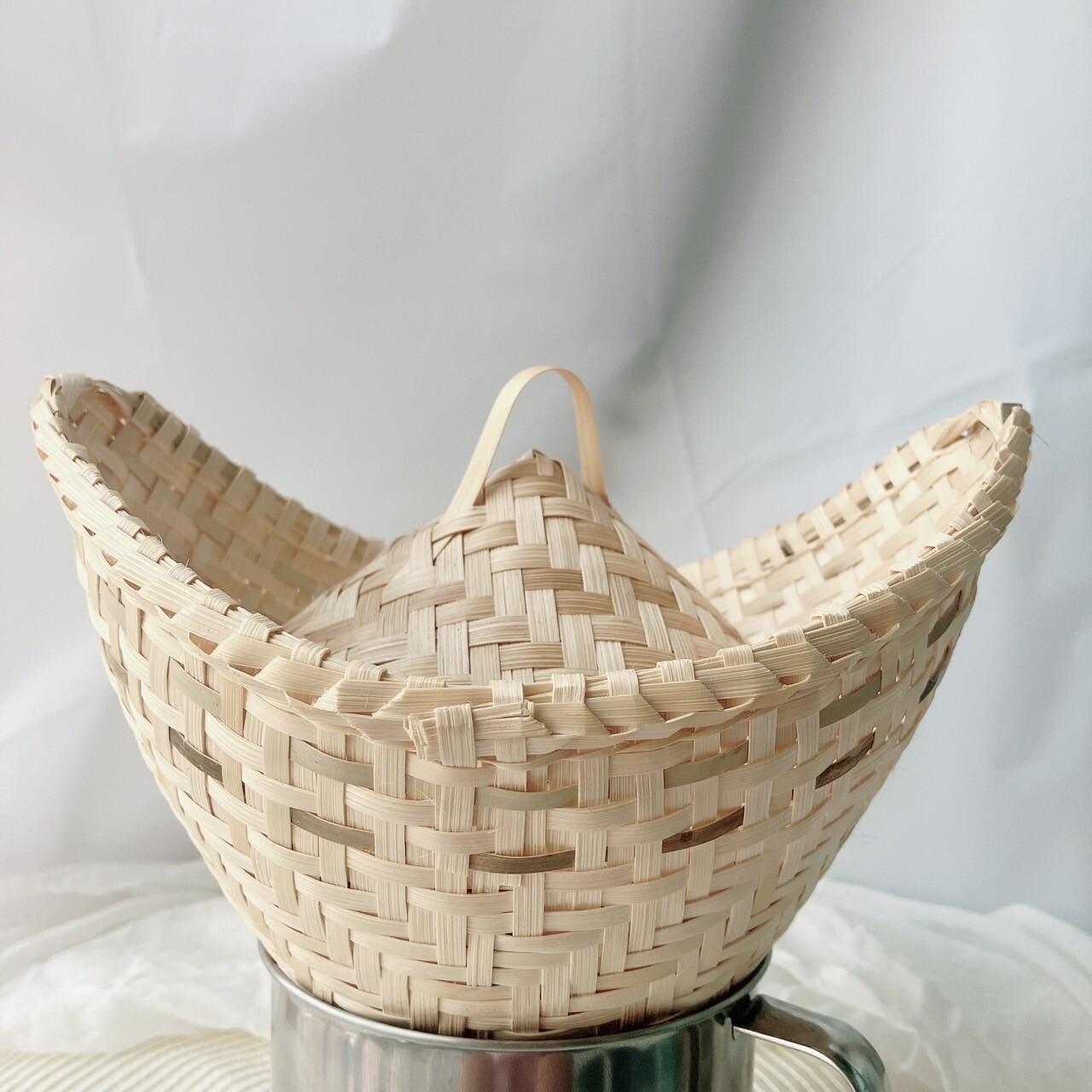 Vintage Thai Handicraft Cooker Bamboo Basket Steamer Sticky Rice Dim Sum