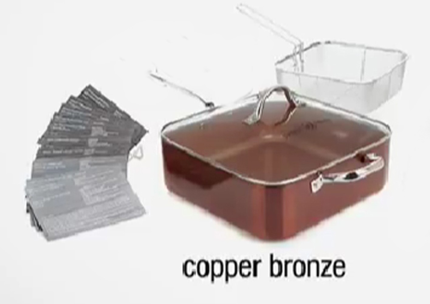 Simply Ming 7.5qt Non Stick Jumbo Pan with Fryer Basket Copper BRONZE