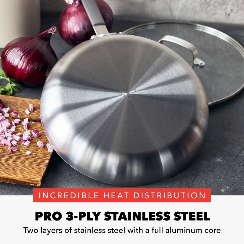 12″ Stainless Steel Ceramic Nonstick Covered Fry Pan