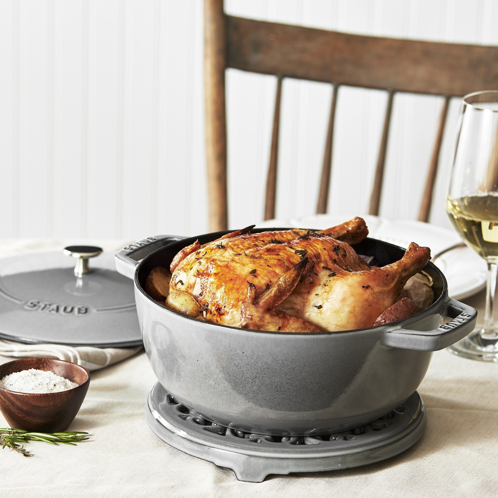 Staub 5 Qt Dutch French Oven Graphite Grey Enameled Cast Iron Free Shipping