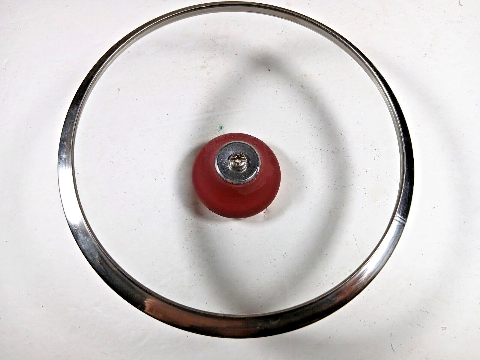 Paula Deen (Dean) Glass Pot Pan Replacement Lid with Red Copper Knob 6 1/4″