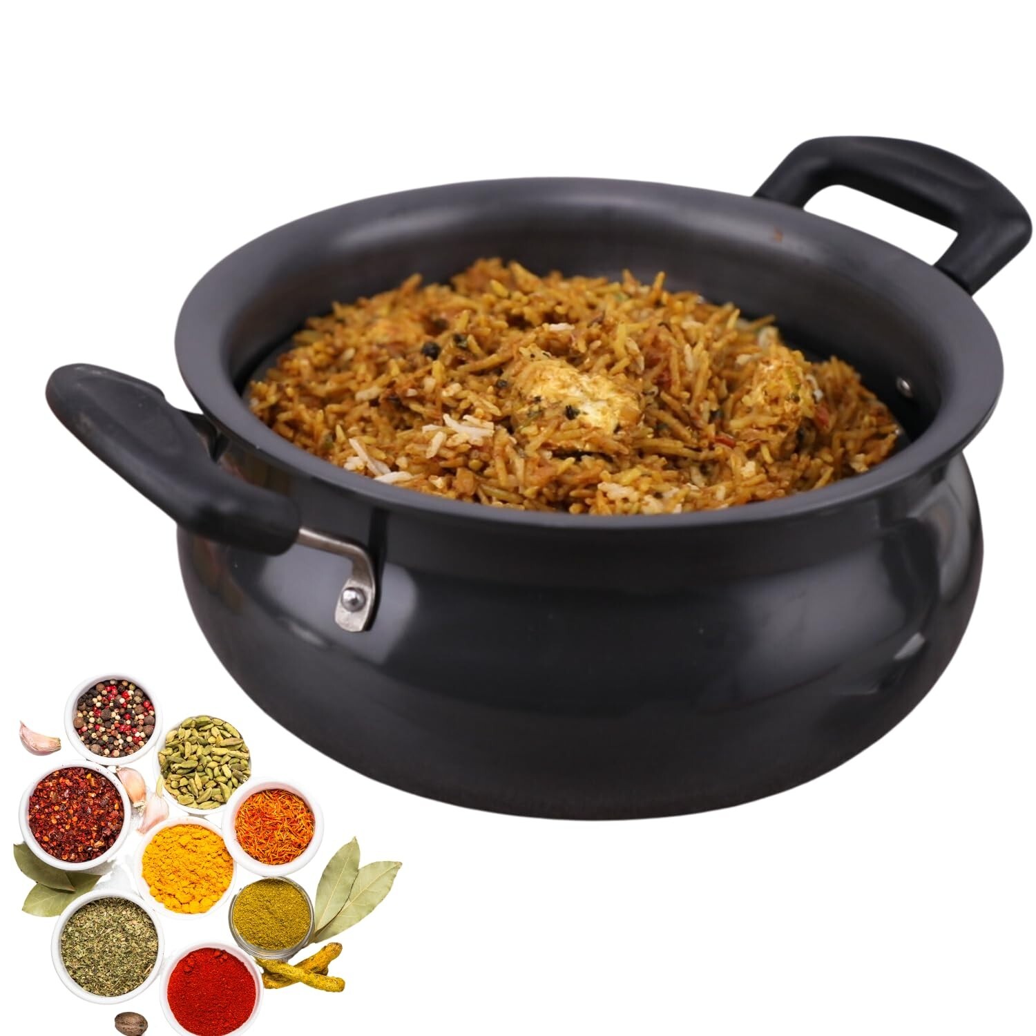 Black Pearl Hard Anodised Cooking Handi with Stainless Steel Lid (5 liters)