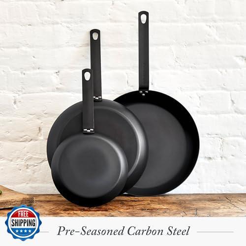 Merten and Storck Pre-Seasoned Carbon Steel 12″ Frying Pan Skillet, Fast Heat