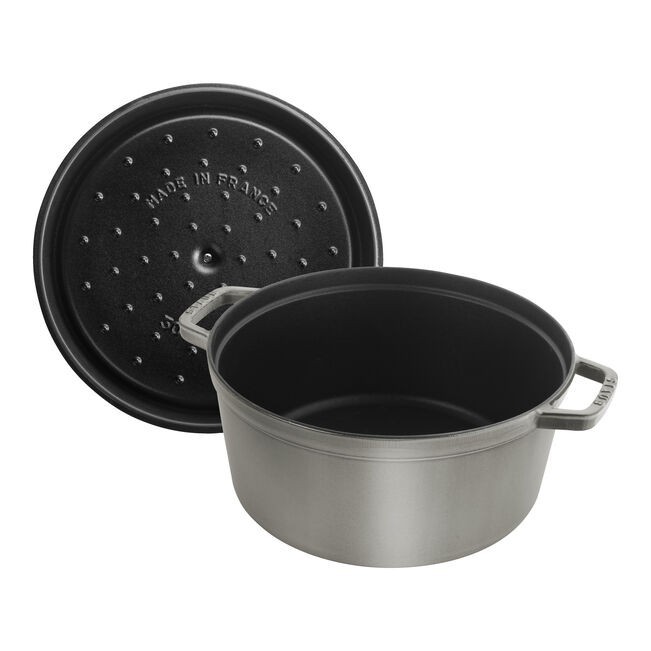 Staub Cast Iron Round Cocotte – Graphite Grey, 1.25-qt, Made in France