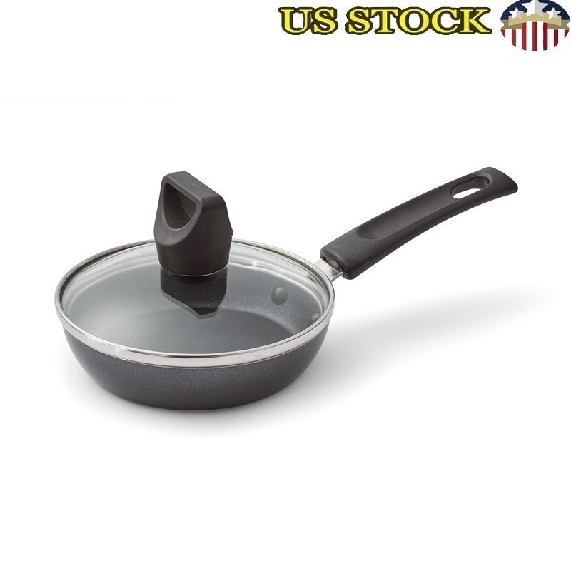 Nonstick Egg Frying Pan W/ Lid Easy Care Dishwasher Safe 4.5 Inch Heat Resistant
