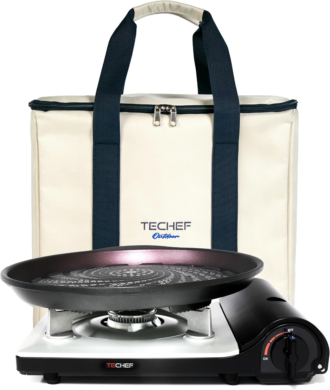 Stovetop Korean BBQ Non-Stick Grill Pan W/ Agni Portable Gas Stove Burner Made