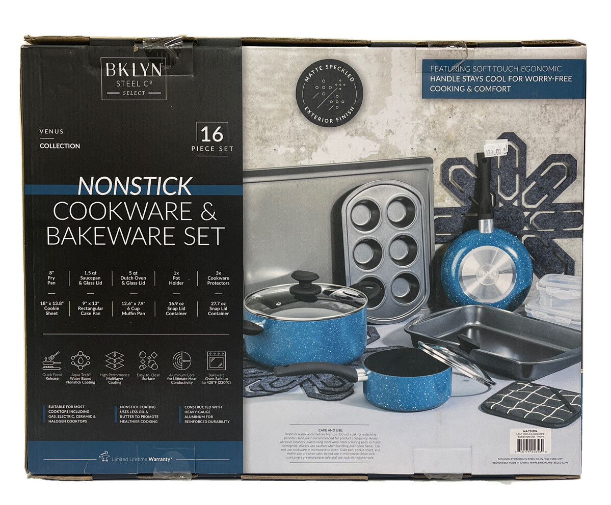 Brooklyn Steel Co. Venus Nonstick Aluminum 16-Pc. Cookware Set