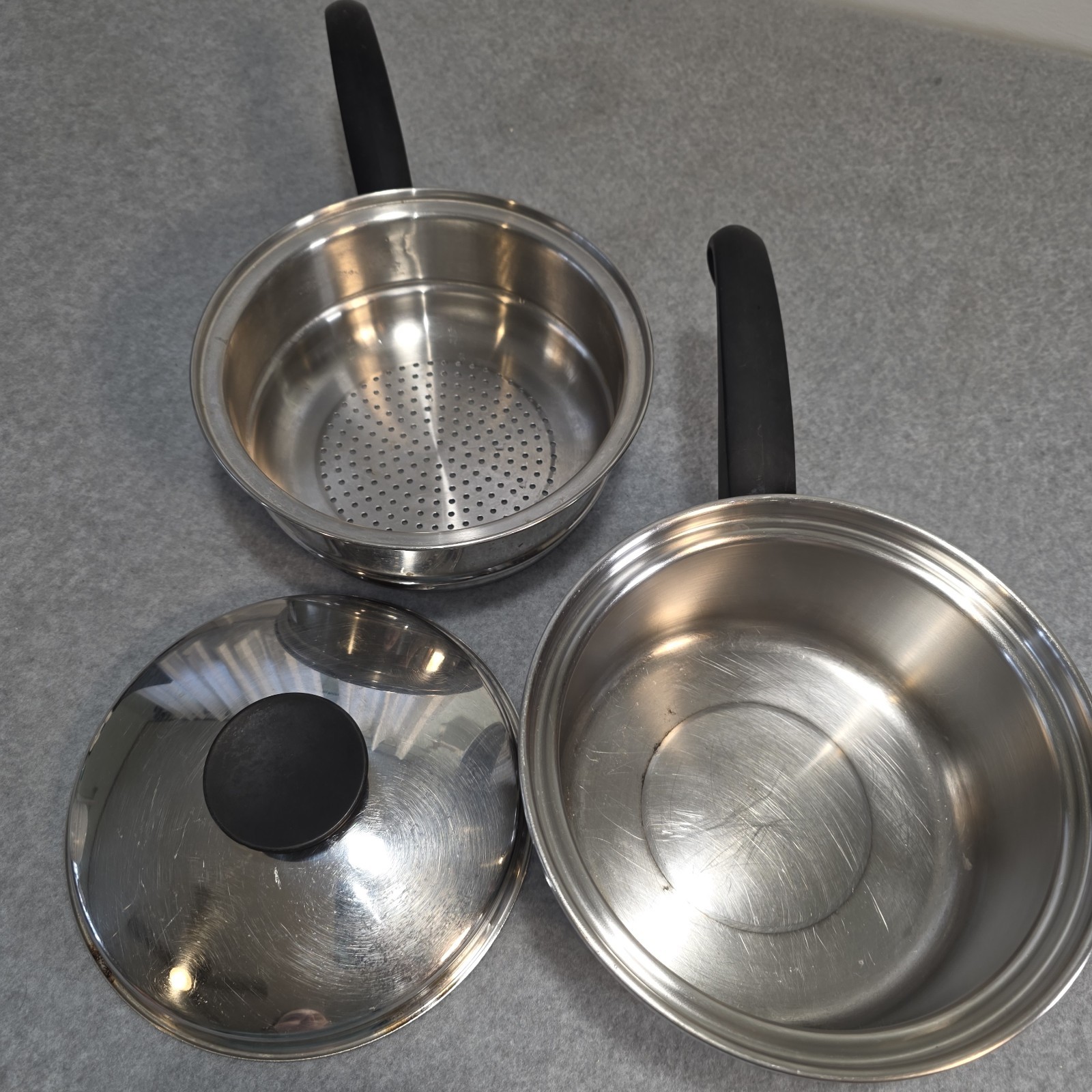 Seal-O-Matic Thermium Multi-Plex Stainless Steel Sauce Pan W/ Steamer & Lid 8.5″