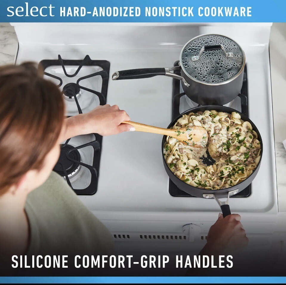 Select by Calphalon Nonstick Frying Skillet Pan 8 inch, 2.5 Qt Pot & 1 Lid Black