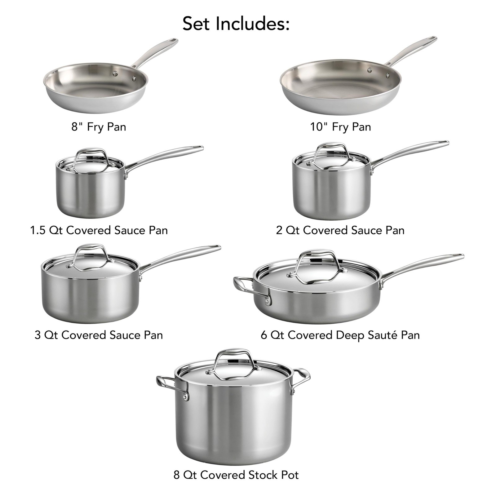 Tramontina Signature 12-Piece Tri-Ply Stainless Steel Cookware Set