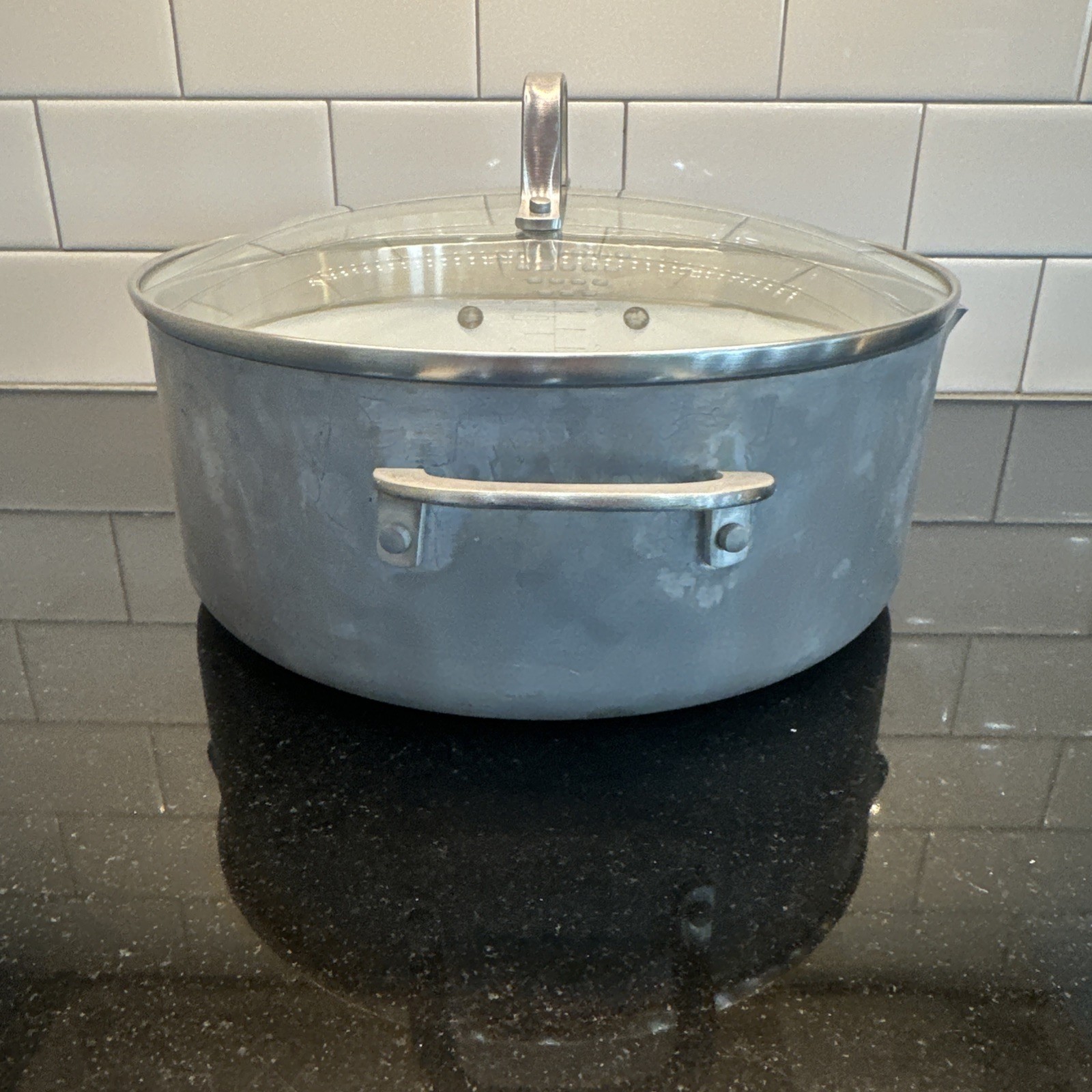 Calphalon Classic Anodized 5 Qt Stock Pot & Glass Lid 8785 Ceramic Non Stick USA