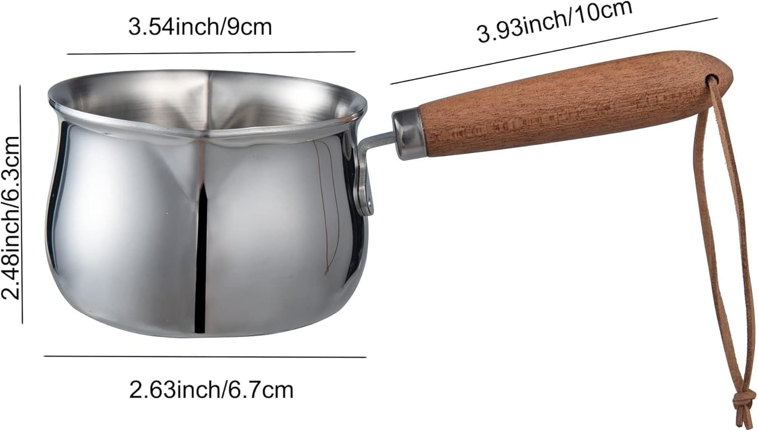 8.5oz Mini Milk Warmer Pot Ultra Small Butter Warmer SUS304 Tri-Ply Stainless