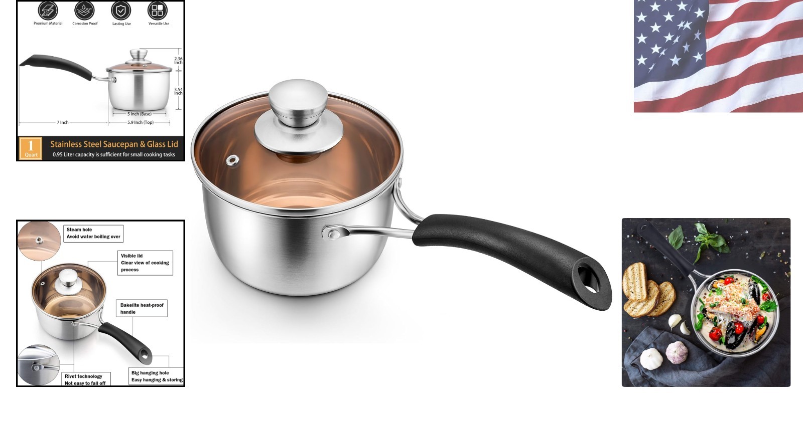 Functional 1 Quart Stainless Steel Saucepan – Ideal for Small Servings & Cooking