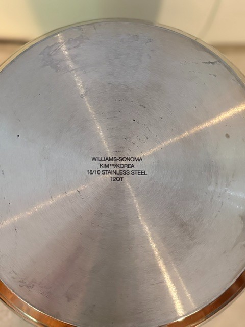 Williams Sonoma Kim/Korea 12 Quart Stainless Steel Pot 18/10 with Lid