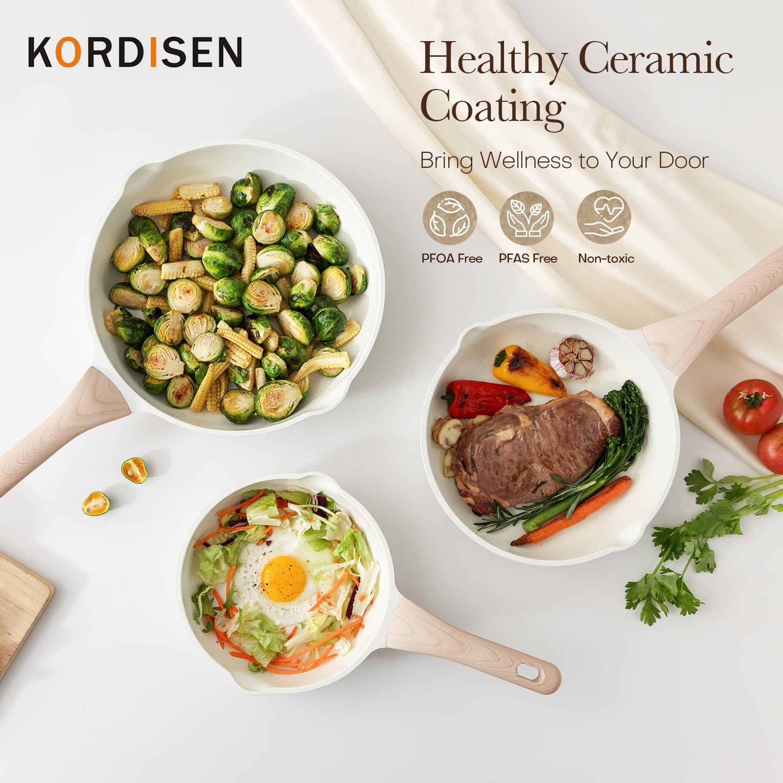 Nonstick Ceramic Frying Pan, 12.5 Inch Ceramic Large Skillet, Healthy Non Tox…