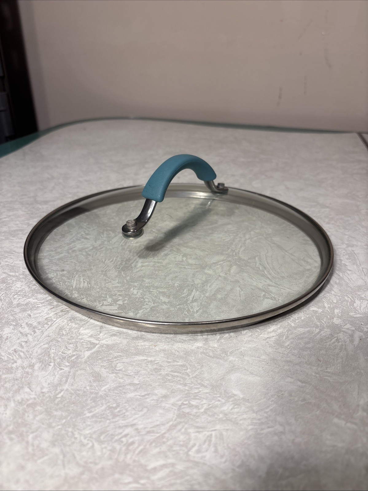 The Pioneer Woman Tempered Glass Replacement Lid Teal Handle 10 Inch