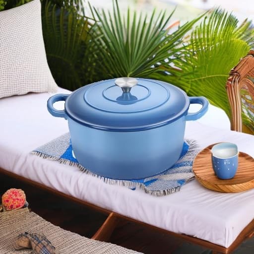TeamFar 6QT Dutch Oven with Lid, Enameled Nonstick Cast Iron Dutch Oven Cooking