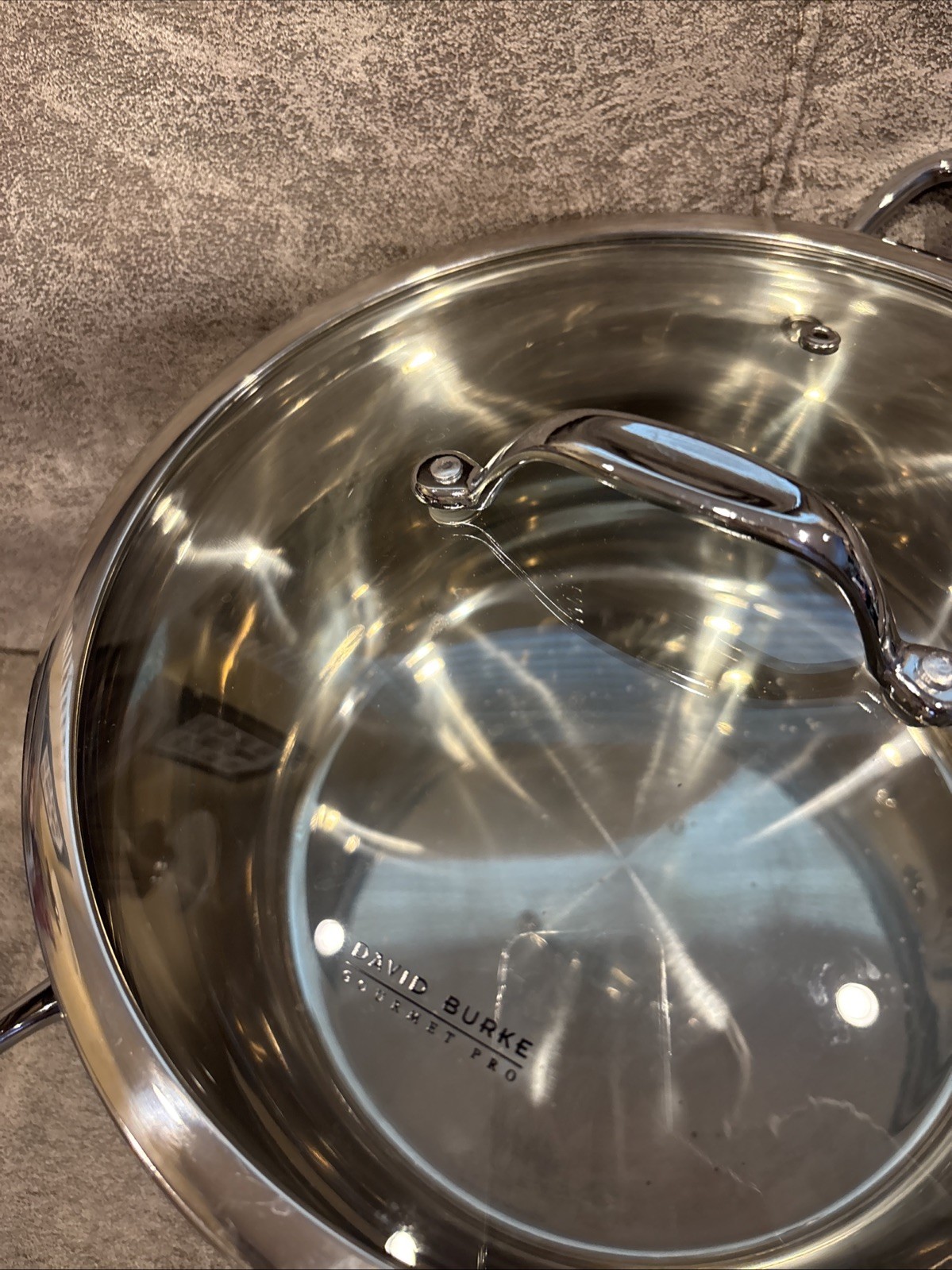 David Burke Huge 9 Qt Stock Pot w/ Vented Glass Lid Gourmet Pro Stainless Steel