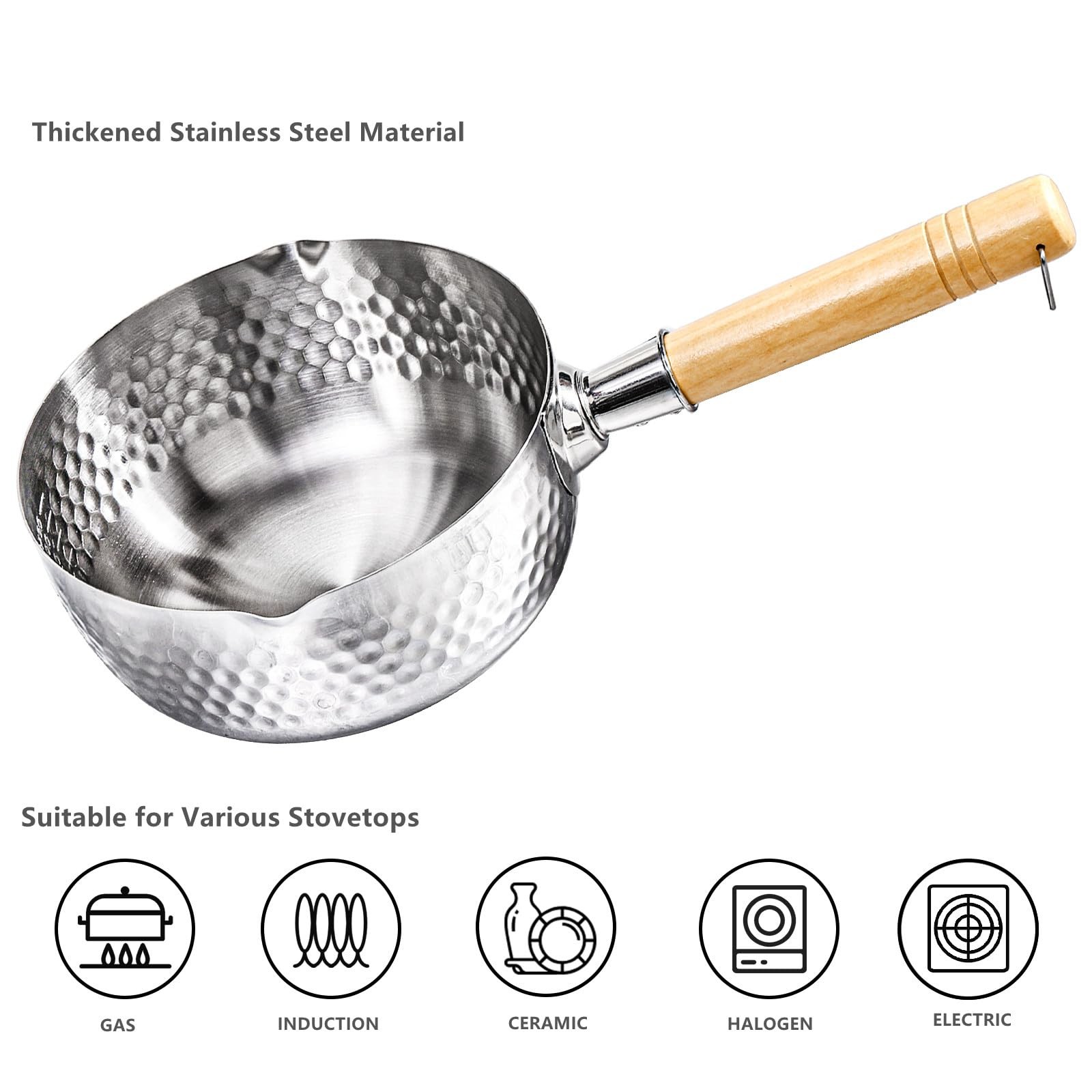 DEAYOU Stainless Steel Saucepan with Steamer, 1.2 Quart Yukihira Sauce Pan wi…