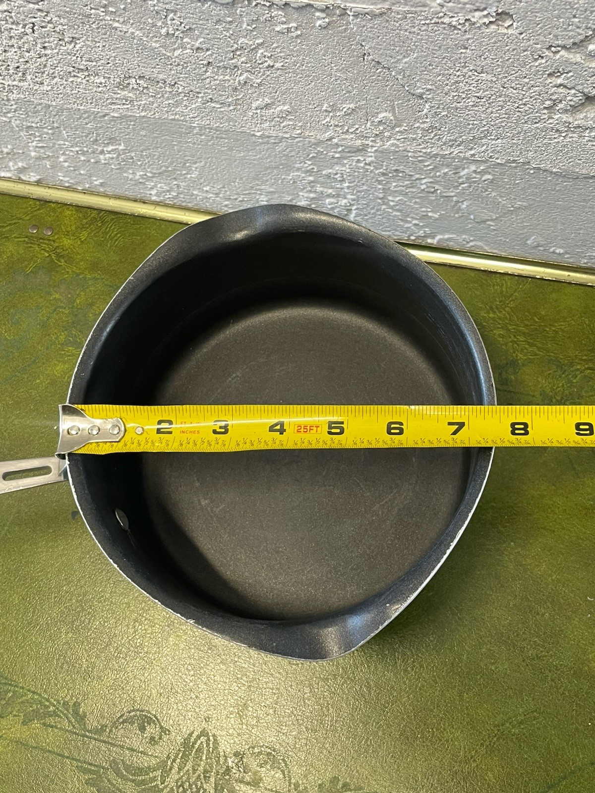 EMERIL 2 Qt Green Sauce Pan Double Pour Spout Steel Pot Handle
