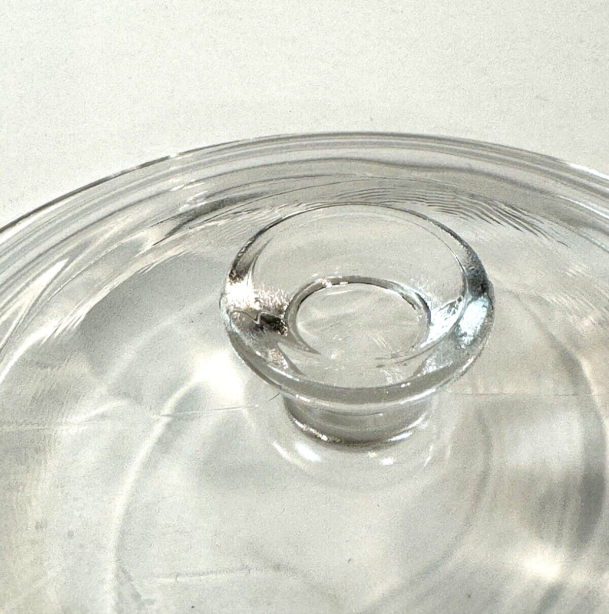 Pyrex P81C Round Clear Glass Lid Corning Ware Replacement Knob Handle 6 in VTG