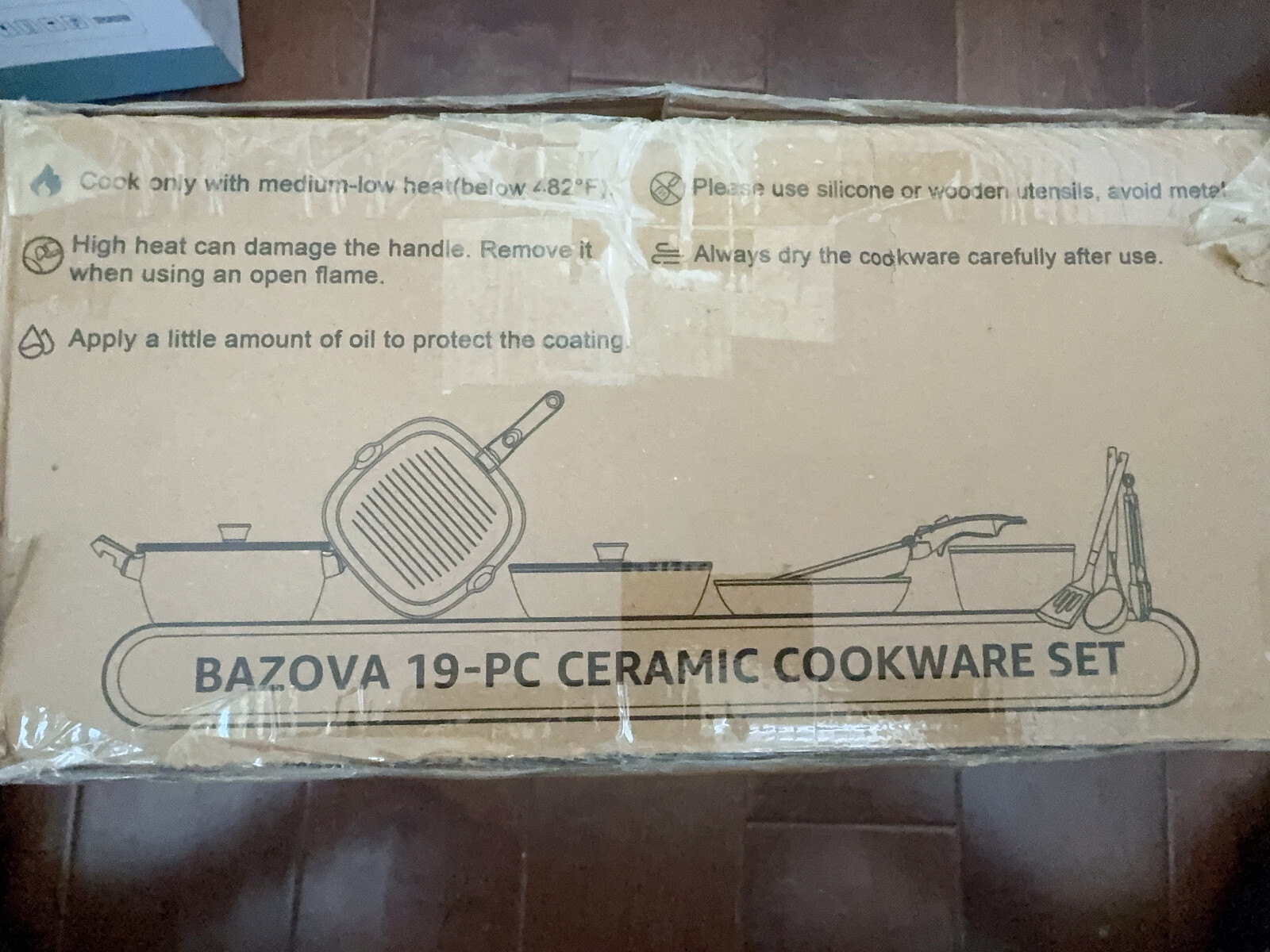 Bazova 19 pcs Ceramic Non-stick cookware Set