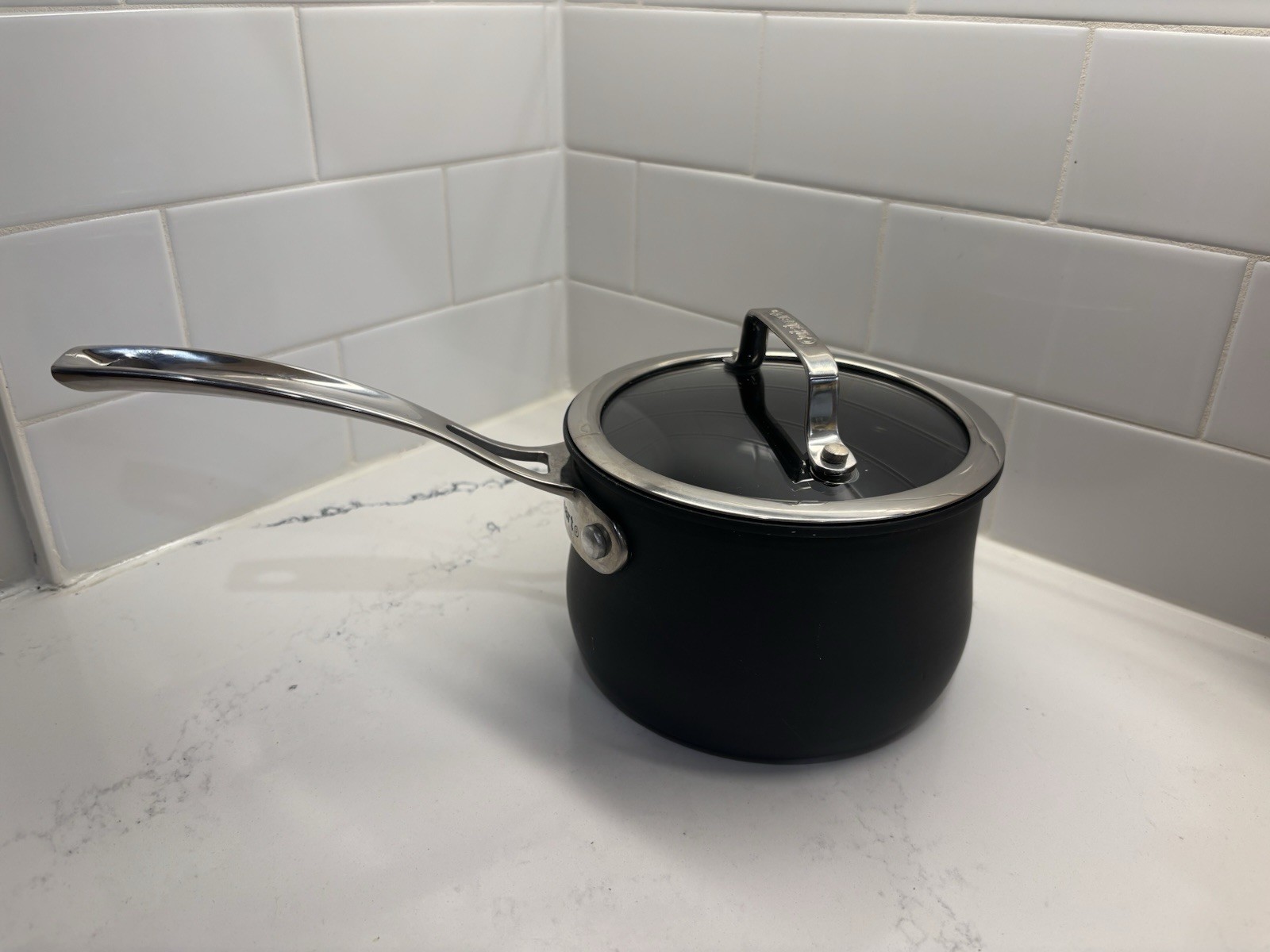 Cuisinart 1.5 Qt Matte Black Stainless Steel Sauce Pan With Glass Lid