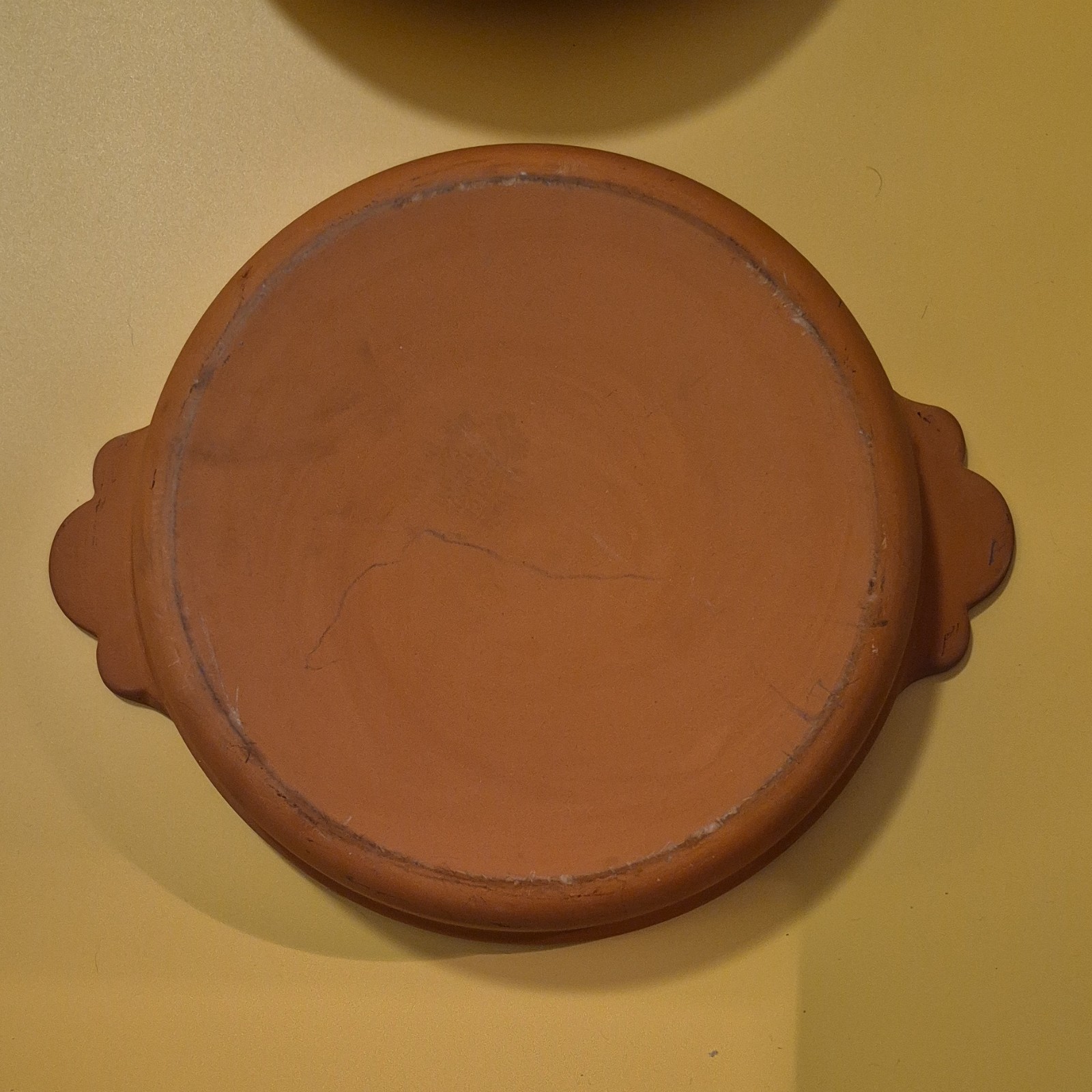 Terracotta Clay Round Casserole Dish with Lid, 1.5 qt, Two-Piece, Used