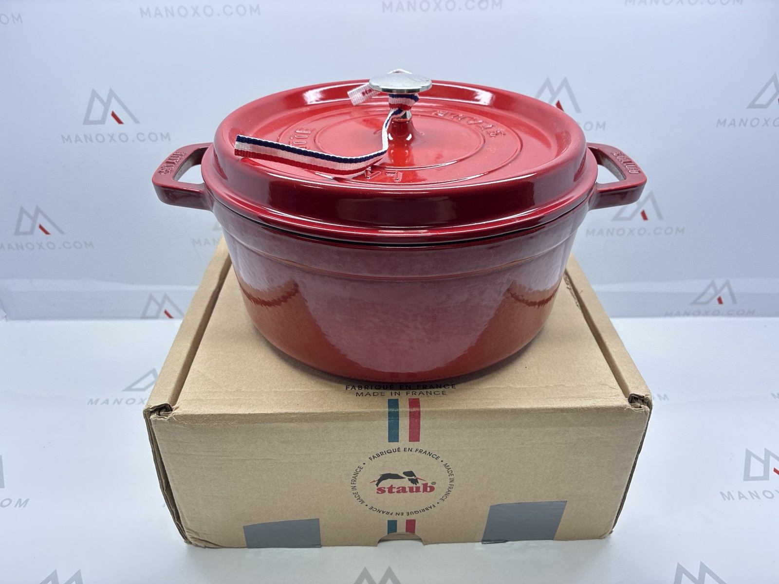 STAUB Cast Iron Dutch Oven 4-qt Round Cocotte, Cherry